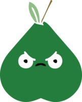 flat color retro cartoon of a angry pear png