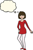 cartoon woman in dress with thought bubble png