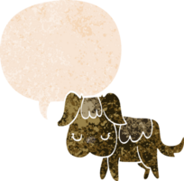 tecknad serie hund med Tal bubbla i grunge bedrövad retro texturerad stil png