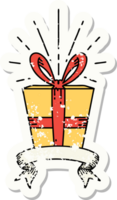 versleten oud sticker van een tatoeëren stijl Kerstmis Cadeau png