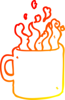 warm gradient line drawing of a cartoon hot cup of coffee png