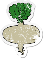 distressed sticker of a cartoon beetroot png