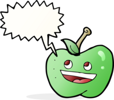 Cartoon-Apfel mit Sprechblase png