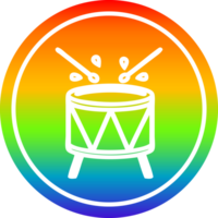 Prügel Trommel kreisförmig Symbol mit Regenbogen Gradient Fertig png