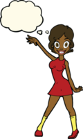 Cartoon-Partygirl mit Gedankenblase png