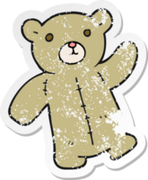 retro distressed sticker of a cartoon teddy bear png