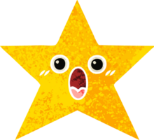 retro illustration style cartoon of a gold star png