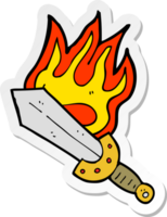 sticker of a cartoon flaming sword png