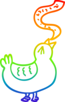 rainbow gradient line drawing of a cartoon song bird png