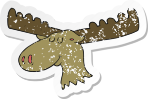 retro distressed sticker of a cartoon moose png