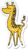 distressed sticker of a cartoon giraffe png