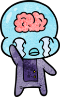 cartoon big brain alien weint png