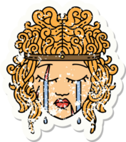 grunge sticker of a crying human barbarian png