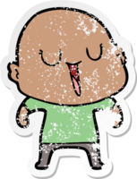 distressed sticker of a happy cartoon bald man png