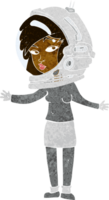 mulher de desenho animado usando capacete de astronauta png