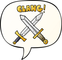 cartoon sword fight with speech bubble in smooth gradient style png