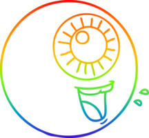 rainbow gradient line drawing of a cartoon eyeball laughing png
