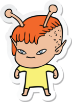 sticker of a cute cartoon alien girl png