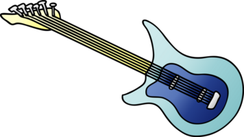 hand drawn gradient cartoon doodle of a guitar png
