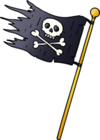 main tiré pente dessin animé griffonnage de une pirates drapeau png