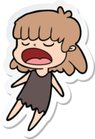 sticker of a cartoon woman talking loudly png