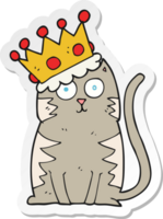 autocollant d'un chat de dessin animé avec couronne png