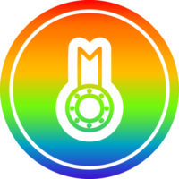 medalha prêmio circular ícone com arco Iris gradiente terminar png