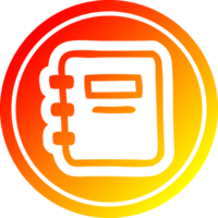 Notitie boek circulaire icoon met warm helling af hebben png