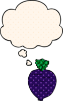 cartoon root vegetable with thought bubble in comic book style png