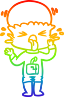 rainbow gradient line drawing of a weird cartoon alien png