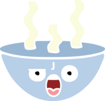 flat color retro cartoon of a bowl of hot soup png