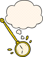 dibujos animados oro reloj con pensamiento burbuja en cómic libro estilo png