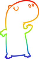 rainbow gradient line drawing of a cartoon hippopotamus png