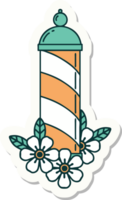 sticker of tattoo in traditional style of a barbers pole png