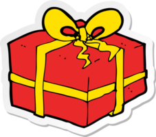 sticker of a cartoon christmas present png