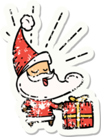 worn old sticker of a tattoo style santa claus christmas character png