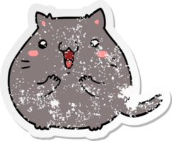 distressed sticker of a happy cartoon cat png