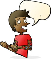 Cartoon-Mann mit Tätowierungen mit Sprechblase png