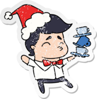 hand- getrokken Kerstmis verontrust sticker tekenfilm van kawaii jongen png