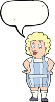 mulher de desenho animado no avental de cozinha com balão png