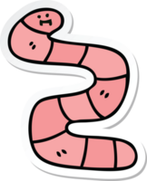 adesivo di un eccentrico verme cartone animato disegnato a mano png