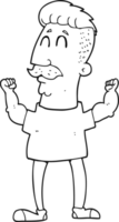 mano dibujado negro y blanco dibujos animados celebrando hombre png