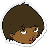 sticker of a cartoon female face looking up png