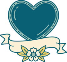 iconic tattoo style image of a heart and banner png