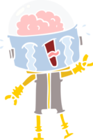 flat color style cartoon crying robot waving png