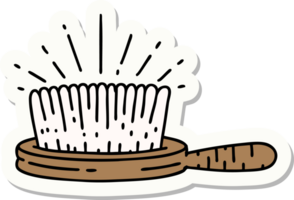 sticker of a tattoo style hairbrush png
