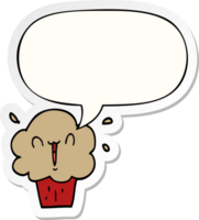 Karikatur Cupcake mit Rede Blase Aufkleber png