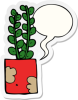 dessin animé plante avec discours bulle autocollant png