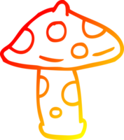 warm gradient line drawing of a cartoon mushroom png