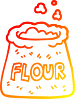 warm gradient line drawing of a cartoon bag of flour png